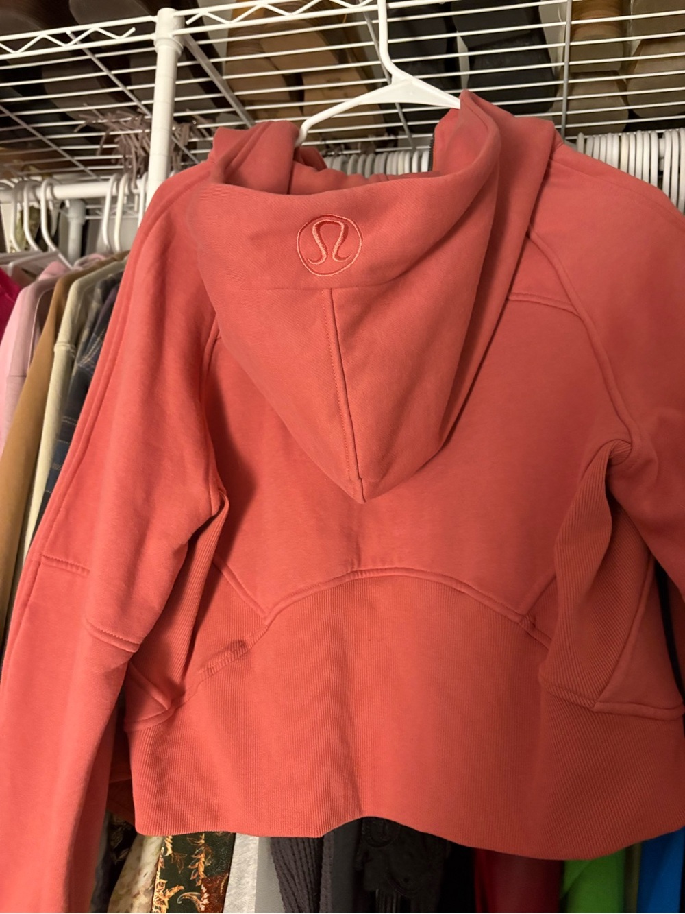 lululemon athletica Cropped Half-Zip Hoodie in Coral - Picture 3 of 3
